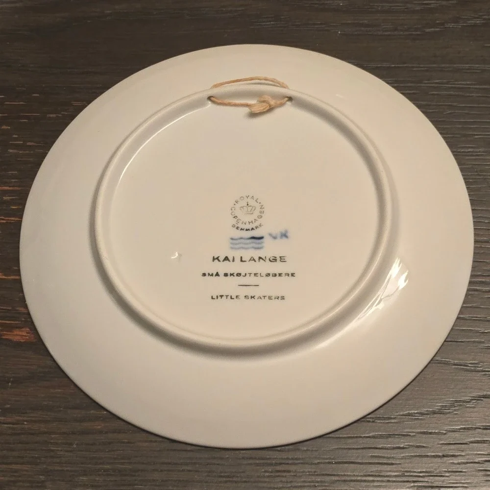 1965 Royal Copenhagen Little Skaters Blue White Porcelain Collector Plate